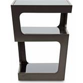 Clara End Table in Black with Dark Tempered Glass Shelves